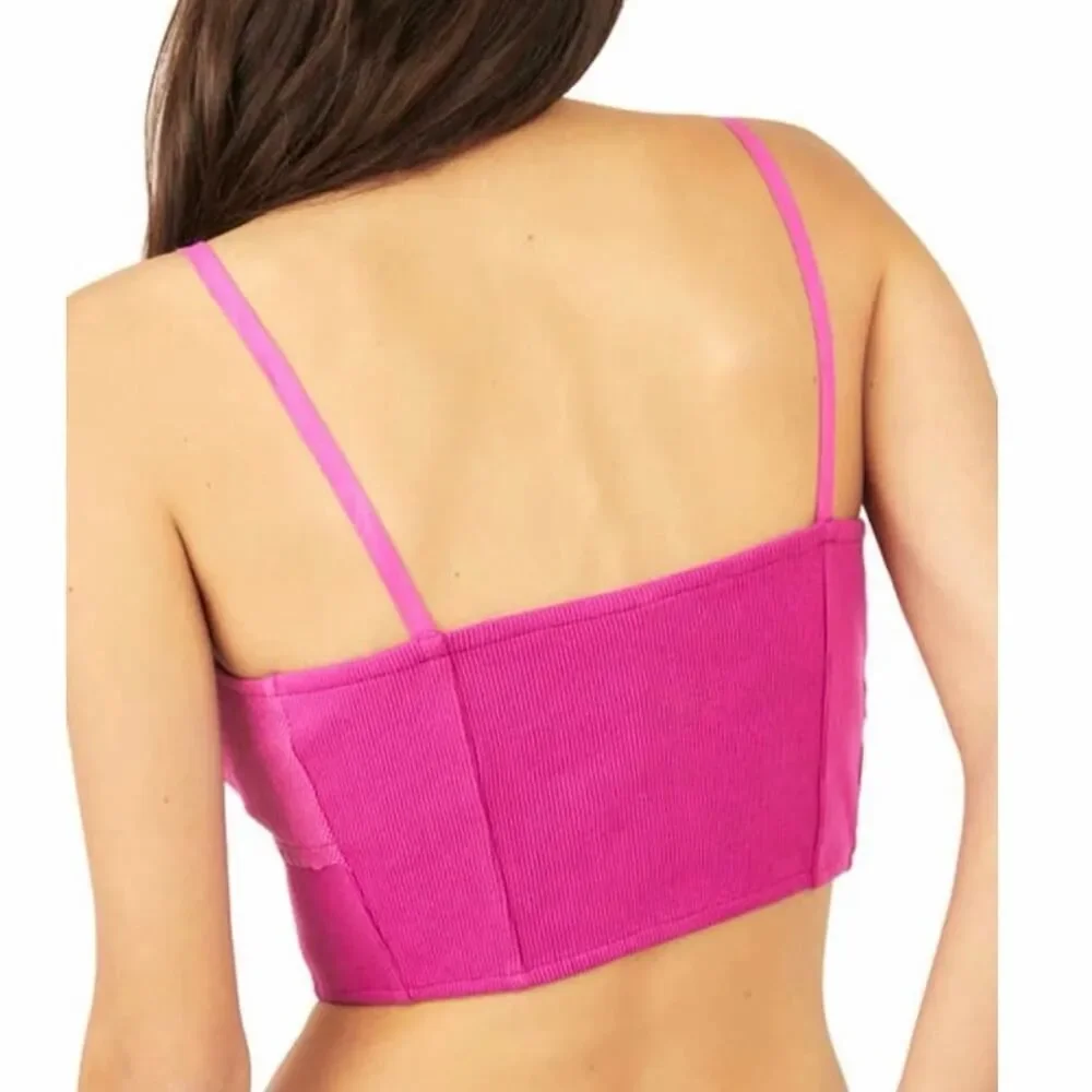 Free People Have My Heart Tank Top XS Raspberry Sorbet Lace Crop Babydoll Cami